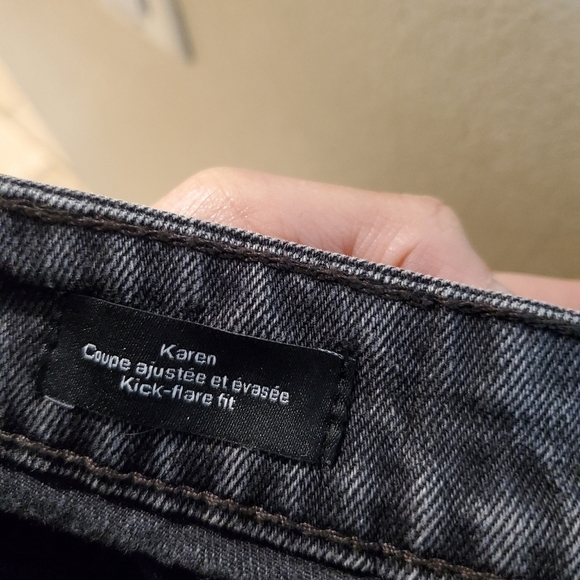 Frank & Oak Karen High Waist Gray Boyfriend Frayed Raw Hem Ankle Flare Jeans 27 - Picture 5 of 9